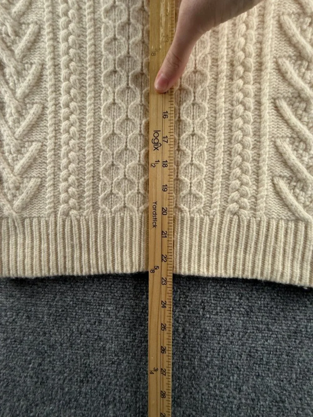 J. Crew Rugged Merino Fisherman Sweater Ivory Cable Knit Chunky Small Wool Uni - Picture 6 of 15
